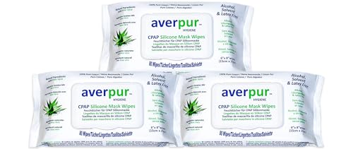 CPAP Reinigungstücher Spar Paket - 3 x 80 averpur Maskentücher mit Aloe Vera | 100% reine Baumwolle | Dermatologisch getestet