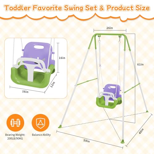 Image of 4-in-1 Toddler Swing Set & Baby Jumper and Bouncer for Toddlers | Foldable Baby Swing Stand for Outdoor /Indoor Play, Easy to Assemble and Store for Ages 6 Months to 10 Years Old