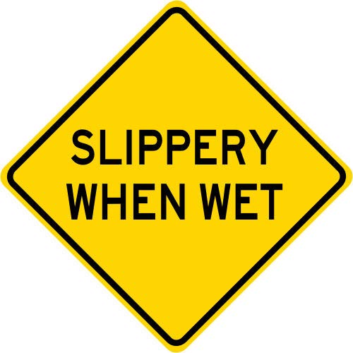 SIGNCHAT Slippery When Wet Road Street Warning Traffic Sign Funny Metal Sign Crossing Traffic Novelty Sign 12X12 Inch