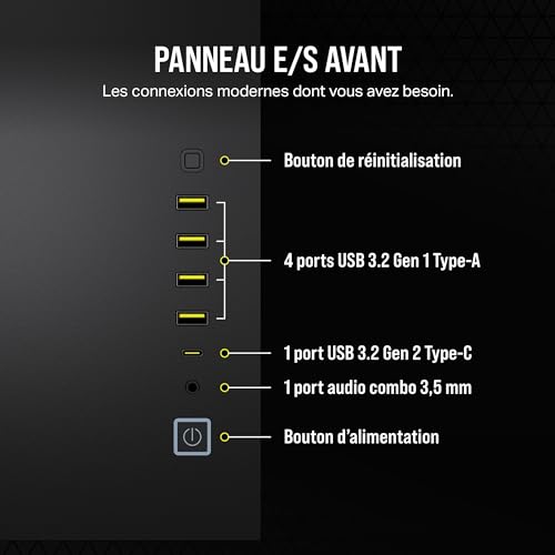 CORSAIR 6500D Airflow Boîtier PC ATX Mid-Tower - Pas de Ventilateurs Inclus - Design à Double Chambre - Compatible avec Les Cartes Mères à Connexion Inversée - Noir