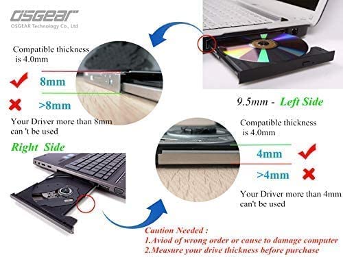Wefly Internal 9.5mm Slim SATA 8X DVDRW CD DVD RW ROM Burner Writer M-Disc Laptop Super Multi PC Mac Tray Loading Optical Drive Device for ACR Asus... - Image 6