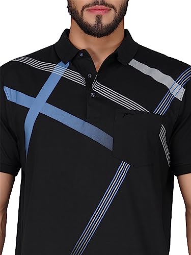 Image of PRORIDERS Half Sleeve Cotton Lycra Regular Fit Men's Polo with Snap Button and Pocket for Casual wear T-Shirt