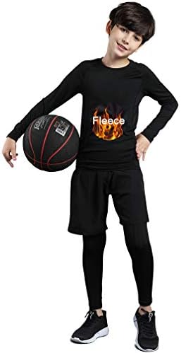 2/3/4 Pcs Boys Girls Base Layer Athletic Compression Leggings and Shirts Thermal Underwear Set Running Pants Tights