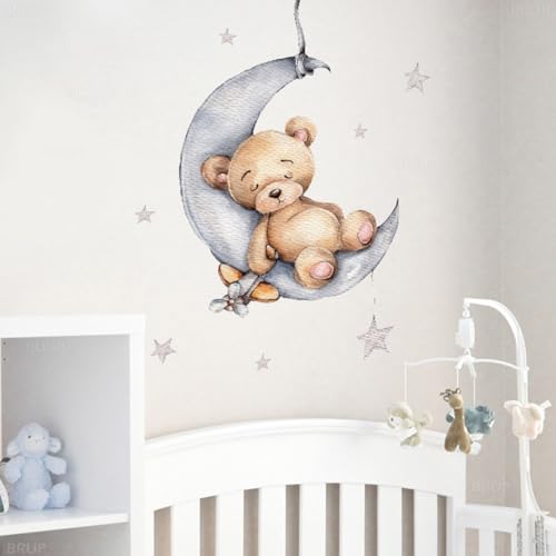 Vinilo Decorativo infantil Oso Durmiendo en la Luna miniatura 3