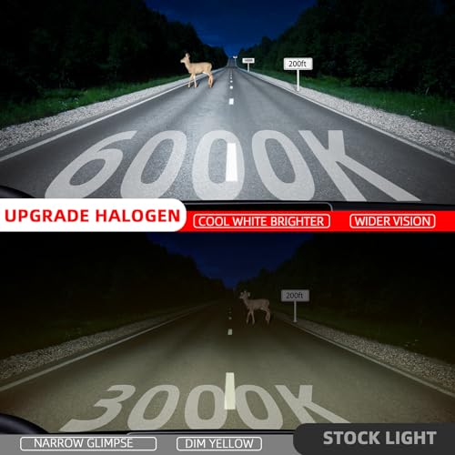 Image of Upgraded Halogen Headlight Bulbs Fit For Kia Sorento 2003-2006,H1 High Beam H7 Low Beam High Performance Headlights,Super Light 6000K White,Plug n Play,4-Pack