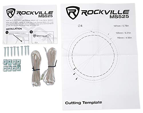 Image of Rockville MS525B Pairs 5.25 inch 2-Way 400W Peak /200W RMS 4-Ohm Waterproof Marine Boat Speakers, Polypropylene Cone, Anti-UV ABS Grill, Black Finish, 2-Piece