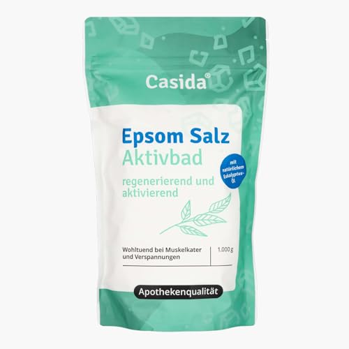 Casida® Sal de Epsom para Baño Activo con Eucalipto - con aceite esencial de romero y eucalipto natural - calidad de farmacias - 1000g