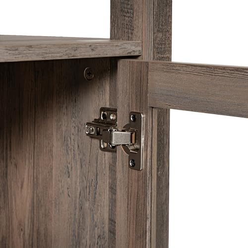 Flash Furniture Stella Modern Farmhouse Wooden Bookcase and Storage Cabinet with Tempered Glass Doors and 3 Upper Shelves の商品画像 5