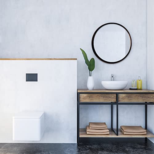 Image of Quality Glass Wall Mirror Metal Frame Round Wall Mirror for Bathroom, Living Room, Vanity Decorative Wall Mirror Wall Mounted (24x24 Inches) - Black