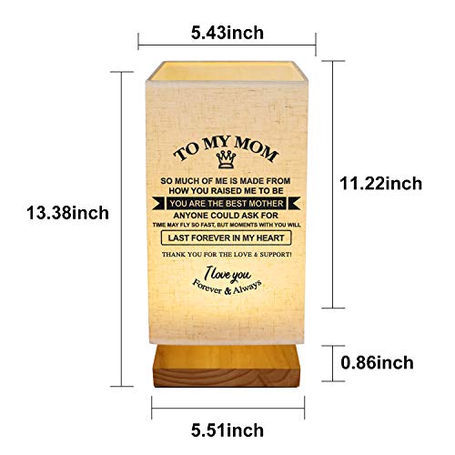 Kwood Customized Engraved Bedside Table Lamp - Modern Square Fabric Nightstand Lamp For Mom Mother's Day Birthday Christmas Gifts (For Mom) #TOP1