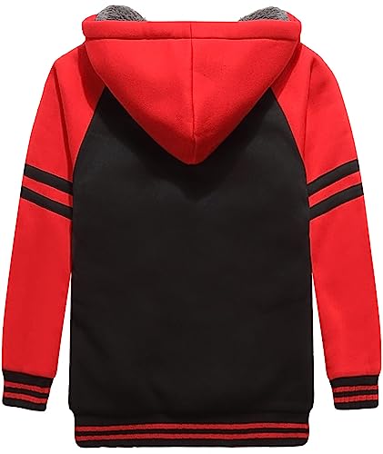Image of ZITY Boys Zip Up Hoodie Fleece Jacket Kids Sherpa Lined Sweatshirts Outerwear Unisex Warm Winter Coat 6-15 Years Old