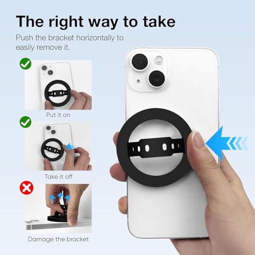 Image of RIGGEAR Soft Silicone Magnetic Phone Grip, Finger Loop Ring Holder Compatible with MagSafe iPhone Models and Magnetic Phone Cases (Black)