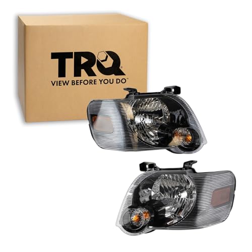 Image of TRQ Headlight Assembly Set FO2502230 FO2503230 Compatible with 2006-2010 Ford Explorer