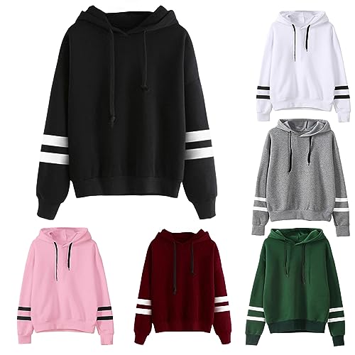 Hoodies for Mens,Classic Plain Stripe Long Sleeves Crewneck Pullover Sweatshirts Loose Sweaters Fashion Tops 20242
