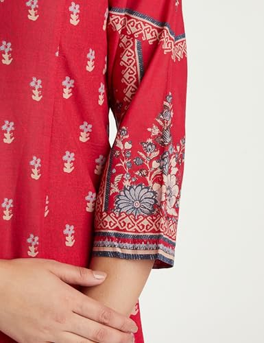 Image of BIBA Women Cotton Blend Kalidar Printed Suit Set