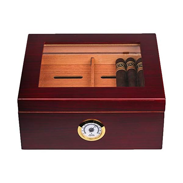 Mantello Glass Top Cigar Humidors Humidor Cigar Box with Humidifier