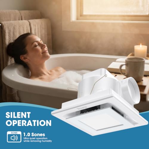 Image of Bathroom Exhaust Fan with Light, 1.0 Sones Ultra Quiet