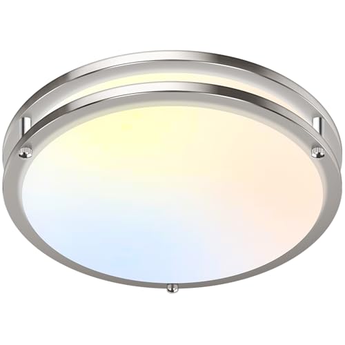 Image of 13 inch Dimmable LED Ceiling Light Fixture, 36W Super Bright 3600 Lumens Brushed Nickel Flush Mount Light Fixture, 2700K-6500K Adjustable Ceiling Lights for Bedroom, Kitchen, Bathroom, 1-Pack