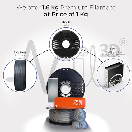 Image of NFIL3D 1KG Net PETG+ Twinkling Silver 3D Printer Filament | Filaments for 3D Printer| 1.75mm| Accuracy - + /- 0.015mm | 1000g 3D Filament, 250g Spool & 350g Packaging Weight (Total Weight 1.6KG)