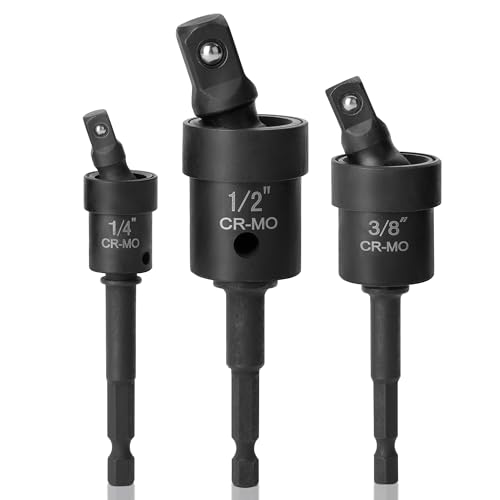 Image of Bates Impact Universal Joint Set, 6 pcs, 1 /2 inch 1 /4 inch 3 /8 inch Socket Adapter Set, Swivel Socket Set