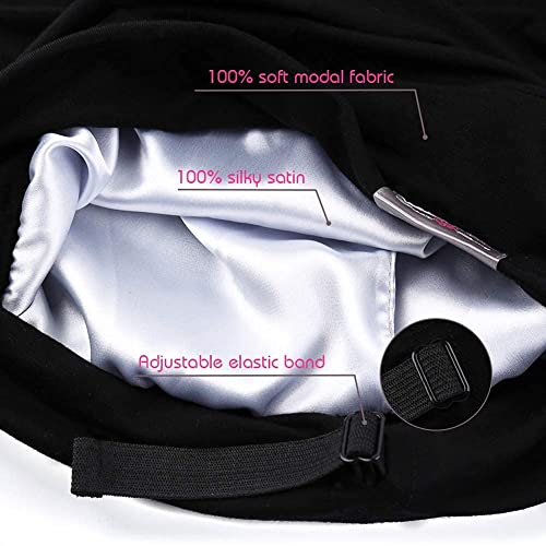 Silky Satin Lined Hair Sleep Extra Large Double Layer Adjustable Beanie Bonnet for Women3