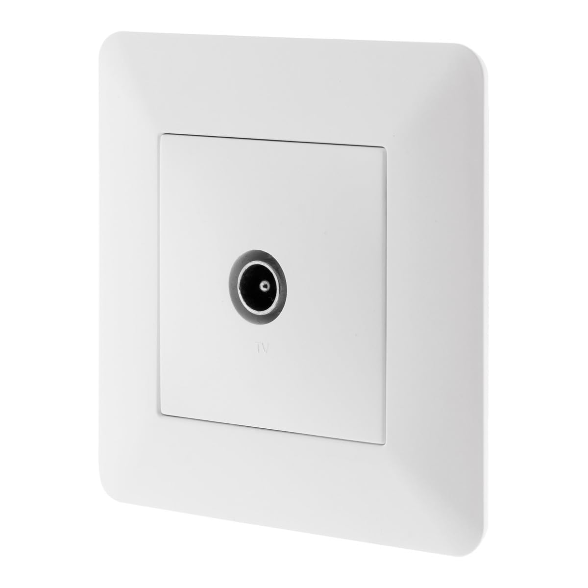 Zenitech - Toma de TV Ø9,52 mm - Equipamiento Empotrado - Motor Compacto para Fácil Cableado, Frontal Ajustable - Compatible con Caja de Empotrar - Placa 86 x 86 mm - Blanco