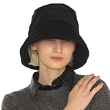 UNDERCONTROL Thick Corduroy Ribbed Cotton Gold Label Wide Deep Long Brim Size Adjustable Four Seasons Unisex Warm Bucket Hat Safari Fashion Hat Korea (Cord Black)