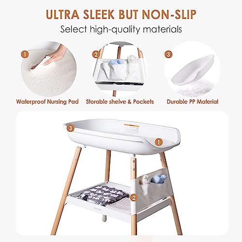Baby Changing Table Diaper Changing Tables, Height Ajustable Nursery Changing And Dressing Table Station With Changing Pad Storage Rack Pockets For Newborns Babies And Infants, White #TOP4