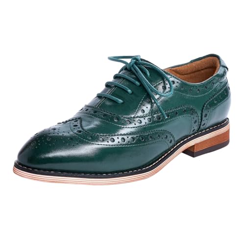 Image of Mona flying Women's Leather Perforated Lace-up Oxford Brogue Wingtip Shoes
