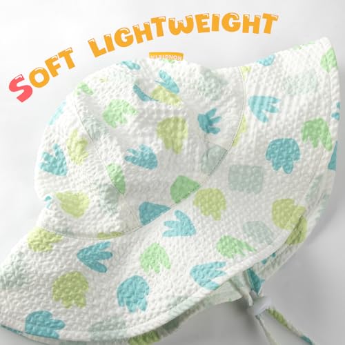 Image of HONGTEYA Baby Sun Hat Toddler Girl Beach Hat Sun Protection Adjustable Outdoor Summer Wide Brim Bucket Hat for Infant Kids