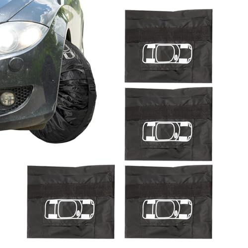 Nuyhadds Cubiertas de Ruedas para vehículos recreativos, Cubiertas de neumáticos - Juego Impermeable de 4 Cubiertas de neumáticos para remolques | Protector de Nieve de Lluvia Solar, Bolsa de