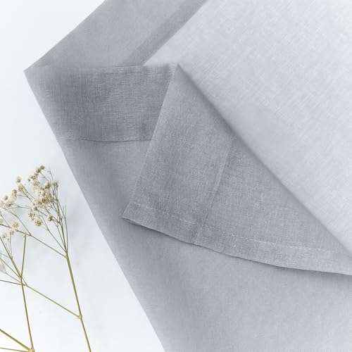 Image of MYSTIC-HOME Sheer Curtains 45 Inch Length, Rod Pocket Voile Drapes for Living Room, Bedroom, Window Treatments Semi Crinkle Curtain Panels for Yard, Patio, Villa, Set of 2, 52 inchx 45 inch, Silver Grey