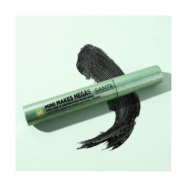 SANTE Naturkosmetik Wimperntusche flexibler Gummi Bürste, Mascara für verlängerte und voluminöse Wimpern, Mit Pro… – Bild 9
