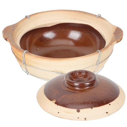 PACKOVE Cacerola de Barro para Cocinar 0.5l con Tapa de Ventilación y Diseño Moldeado para Estofados Caseros y Cocina Tradicional Varios estilos