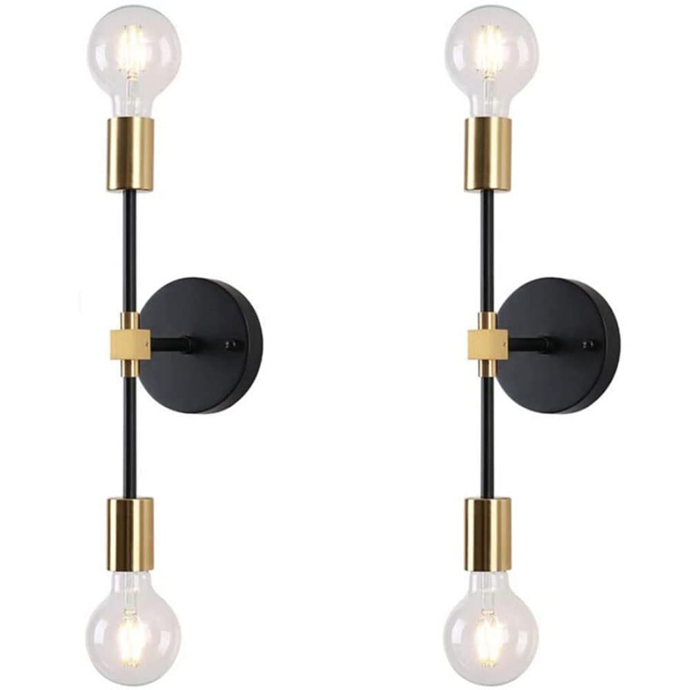 KXEcoLife Modern Line Wall Lamp Bathroom Sconce Industrial Lamps Pole Mount Lighting Fixture for Bedside Bedroom Stairs Balcony E26/2 Light