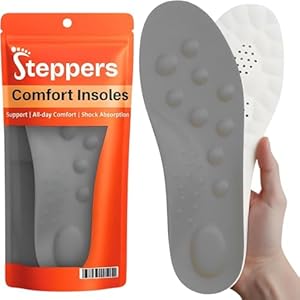 Original Steppers Insoles, 2025 4D Steppers Comfort Boosting Massage Insole, Memory Foam Thermal Insoles, Comfy Insole with Arch Support for Men and Women (Gray, Small (EU 39-40))