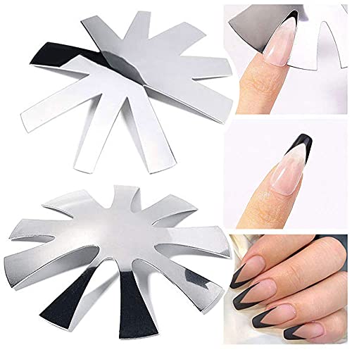 French Nail Trimmer Plate, Easy French Smile Line Elegance & Style V-Shape Art Edge Trimmer The Tip Line Cutter, Diy Plate Module Stainless Steel Nail Manicure Edge Trimmer Tool