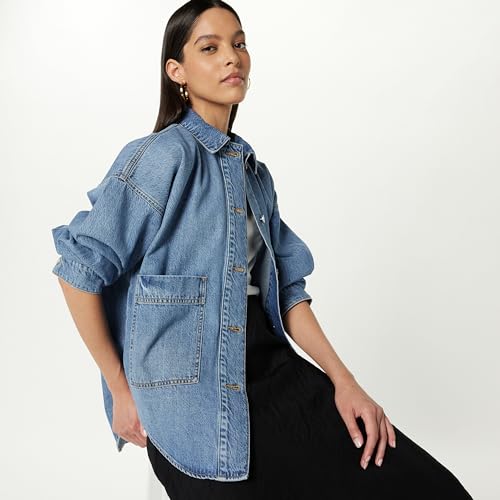 The Drop Women's Pilar Long Denim Shirt Jacket3