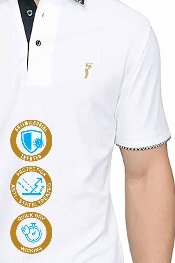 Image of STELLERS Men's Polo T-Shirt | Jacquard Collar| Feather Touch Feel |Regular Fit| Odour Resistant| Anti-Static| Wrinkle Free | Quick Dry | Stretchable | Lightweight | Sweat-Proof