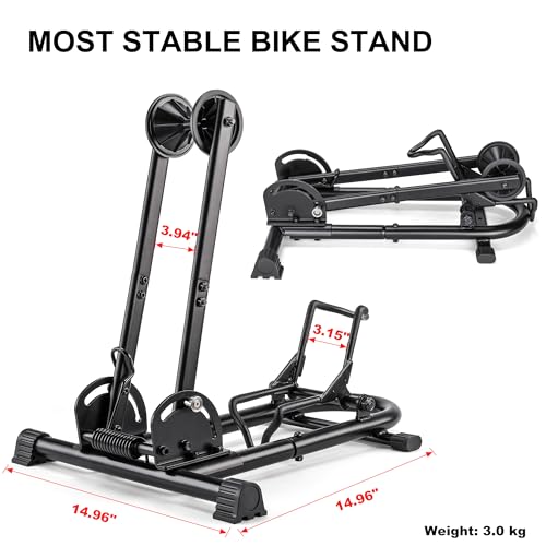 KONG MING CAR Indoor Bike Floor Stand - Bike Stand Rack for Garage/Home - Bike Storage Bicycle Parking Rack Fit 26”-29” Mountain Road Bikes