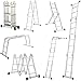UISEBRT Scala multiuso 4 x 3 in alluminio con piattaforma, 6 in 1, scala multifunzione 340 cm, scala pieghevole in alluminio, scala multiuso, fino a 150 kg, colore: argento