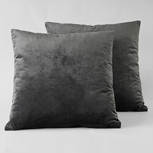 Image of HPD Half Price Drapes Cushion Cover 18 x 18 Heritage Plush Velvet - VPYC-198595-CC18PR - Pair, Pepper Grey