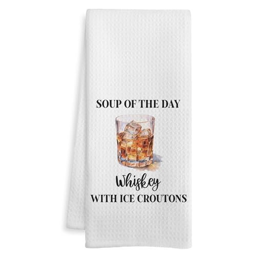 WOTYPU Funny Whiskey Kitchen Bar Towels, Gifts for Alcohol Lovers