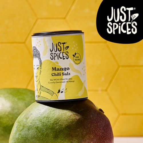 Just Spices Mango Chili Salz I WOW-Effekt für Marinaden bis Eis: Gewürzsalz mit Mango I Gewürzdose, 55 g