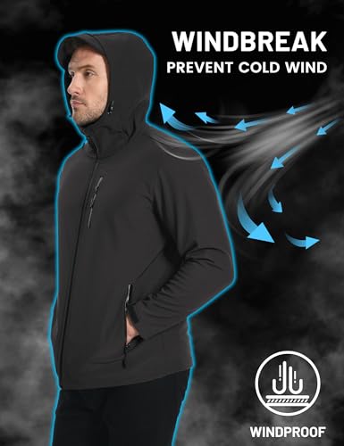 TACVASEN Men's Hooded Softshell Jacket Lightweight Waterproof Fleece Lined Windbreaker Rain Jacket Winter Outdoor Hiking4