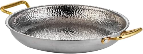 Paellera Española De Acero Inoxidable 304, Sartén De Mariscos Antiadherente De 4 Tamaños con Mangos Remachados para Hogares O Restaurantes, 30cm