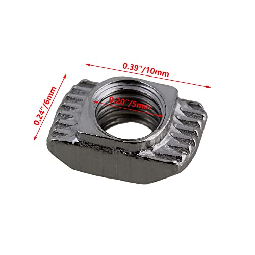 Cnbtr 50Pcs Hammer Head Fastener Drop In T Slot Nut (M5 Thread 10X6X4Mm) For European Standard 20 Series Aluminum Profile Slot #TOP3