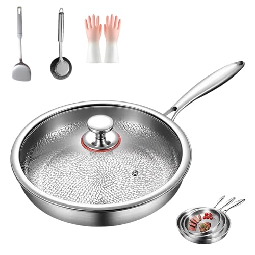 Generisch Kovali Titan Bratpfanne, 20/24/26/28/30 cm Titanium Frying Pan with Lid, Scratch-Resistant Non-Stick Hammered Cookware, Multi-Purpose Pot & Pan for Kitchen Cooking (20CM)