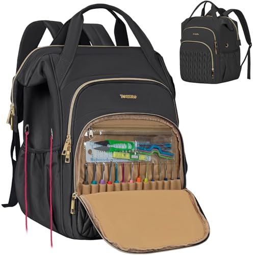 Knitting Bag Backpack Large Crochet Bag Organizer Water-resistant Yarn Storage Organizer Tote Bag Yarn Holder for Crochet Hooks Knitting Needles Supplies