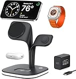 airpods v2 induction Design 5-en-1 révolutionnaire : Ce chargeur sans fil magnétique charge simultanément votre téléphone, vos écouteurs et votre montre. Il intègre également trois veilleuses à lumière chaude réglable et est pliable pour une portabilité optimale. Son coussin en silicone de haute qualité maintient fermement votre iPhone, sans risque de chute ou de vibration. Ce revêtement protège également votre chargeur MagSafe et votre iPhone contre les rayures et les glissades, pour un design élégant et fonctionnel.